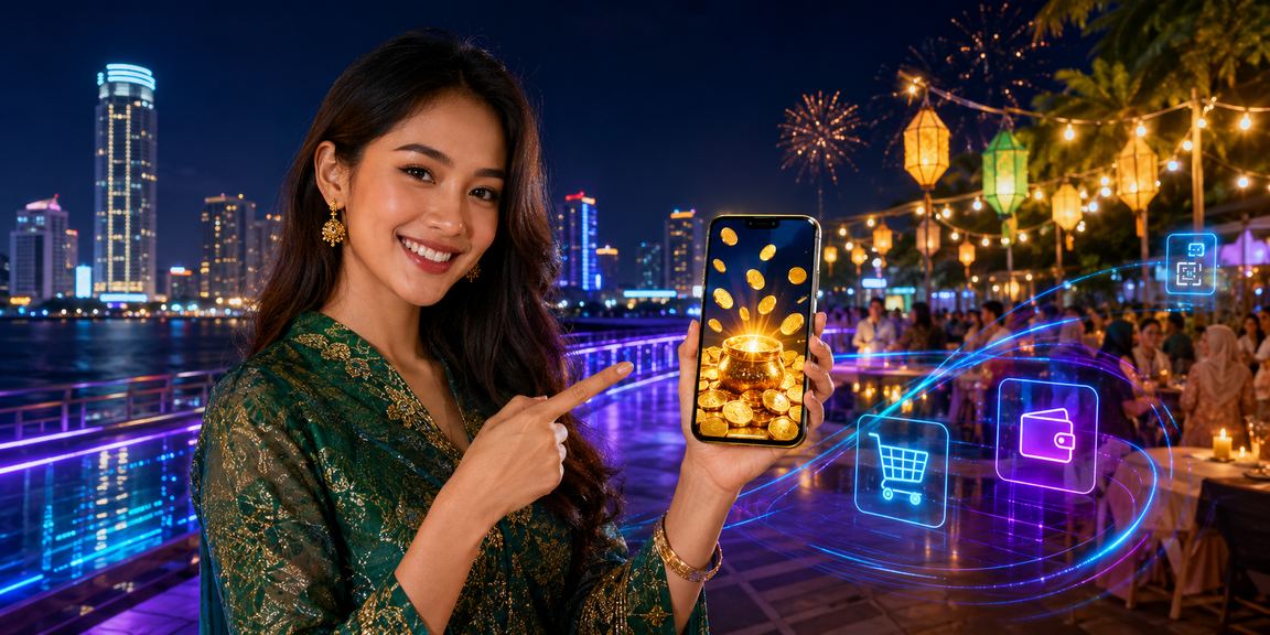 Pengguna di Penang memainkan kasino dalam talian mc12 pada telefon pintar sempena Hari Raya